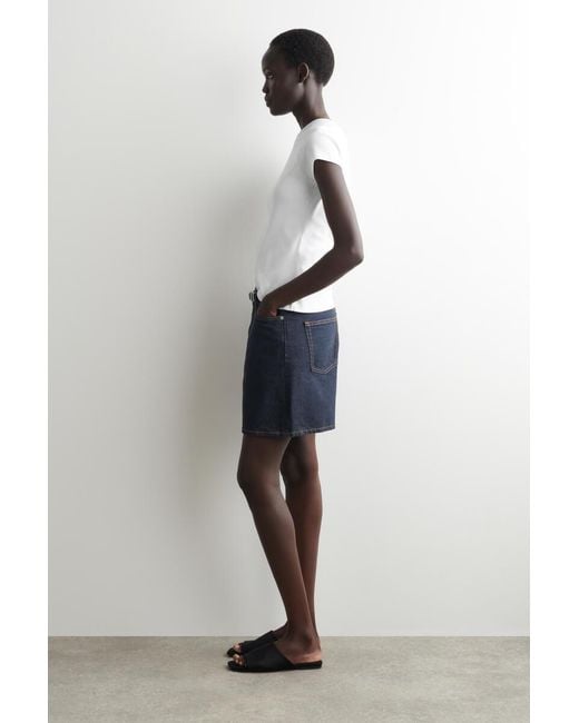 COS Blue High-Rise Denim Shorts