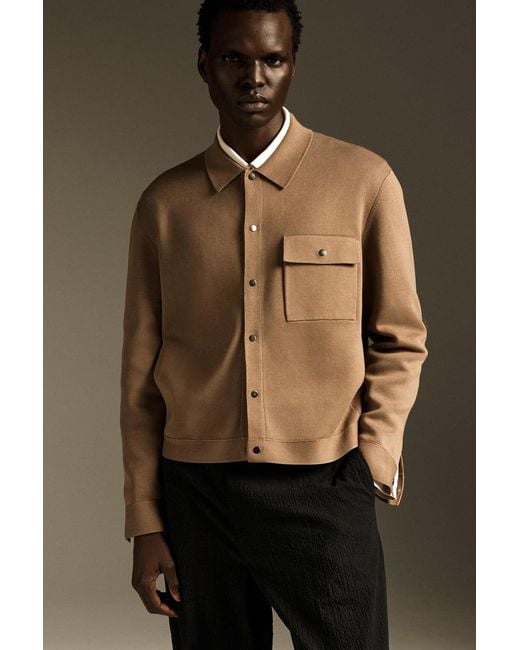 COS Brown Knitted Cotton Jacket for men