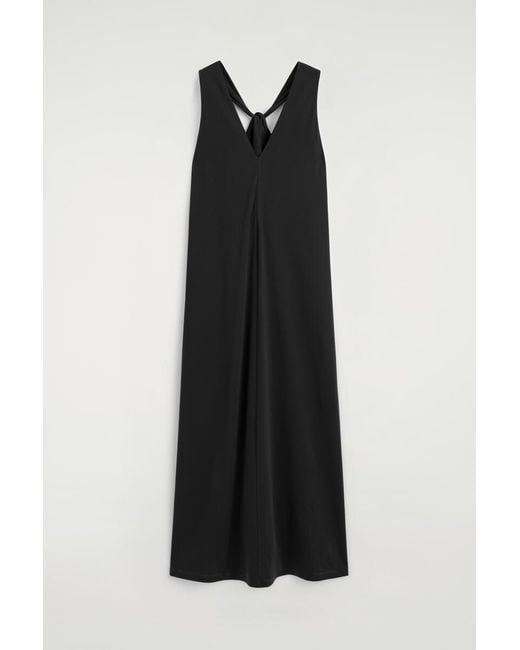COS Black Twist-Back Jersey Midi Dress