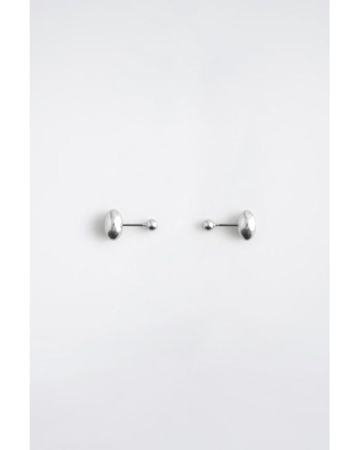 COS Black Pebble Stud Earrings for men
