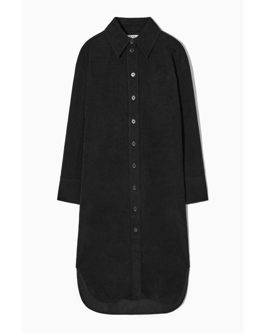 COS Corduroy Midi Shirt Dress in Black Lyst