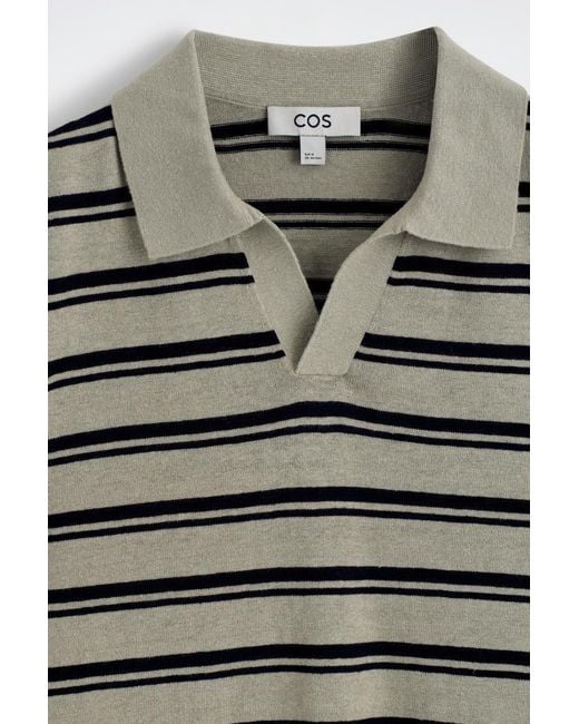 COS Natural Knitted Linen Polo Shirt for men