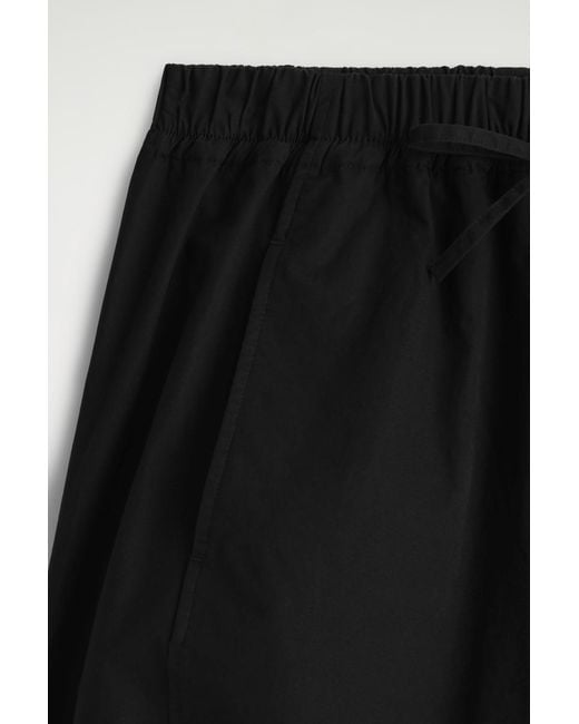 COS Black Elasticated Barrel-Leg Trousers