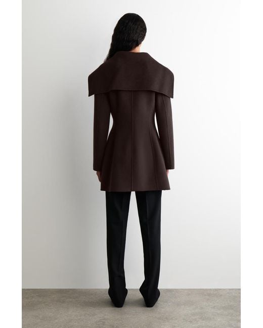 COS Black Sculpted Double-Faced Wool Short Coat