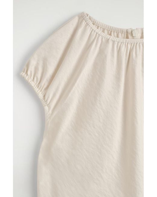 COS White Gathered Midi Dress