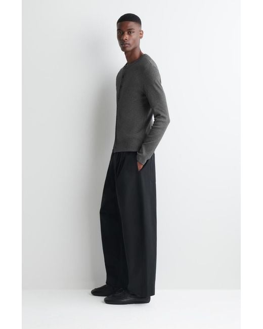 COS Gray Slim Ribbed Cotton Cardigan for men