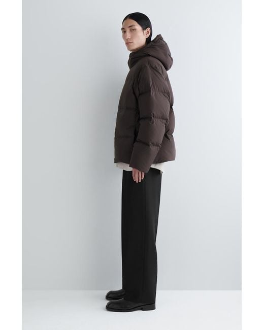 COS Black Hooded Down Puffer Jacket for men