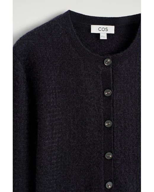 COS Blue Zigzag-Knit Mohair-Blend Cardigan