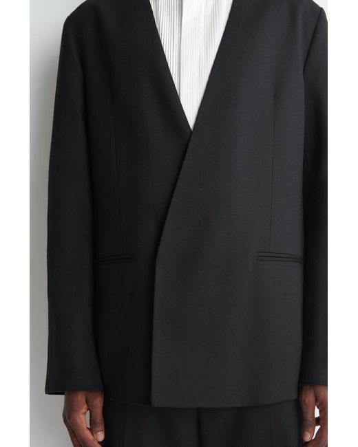 COS Black Collarless Wool Blazer for men