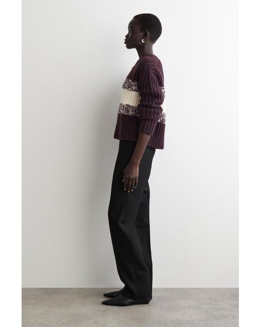 COS Textured Merino Wool V-Neck Sweater