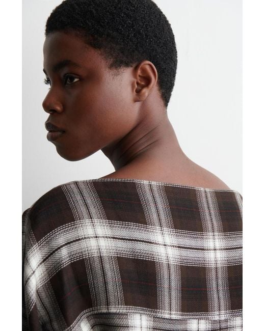 COS Black Checked V-Neck Top