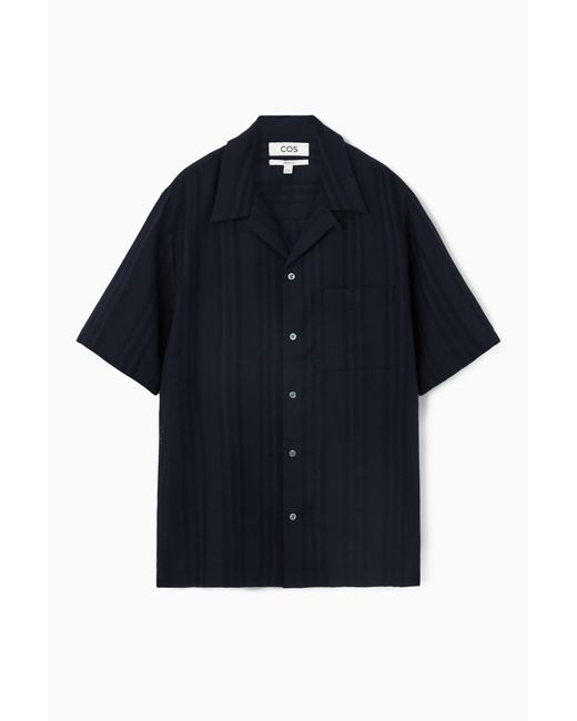 COS Blue Striped Short-sleeved Shirt for men