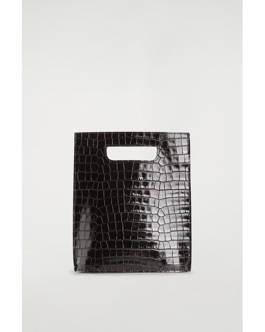 COS Black Folio Mini-Tasche- Leder
