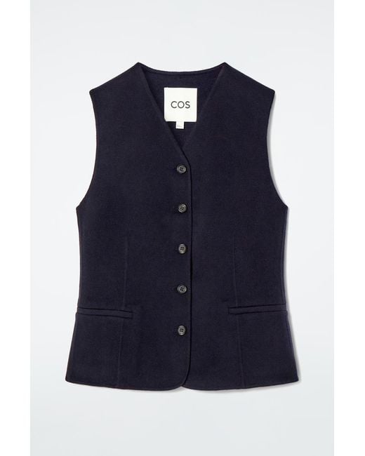 COS Blue Double-Faced Wool Waistcoat