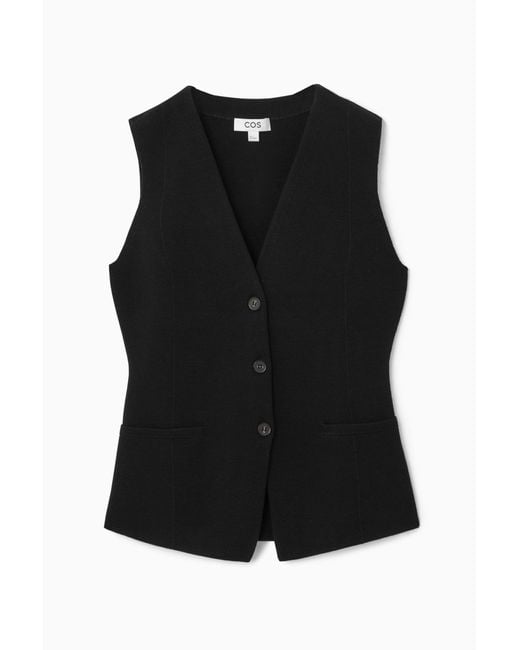 COS Black Longline Knitted Wool Vest