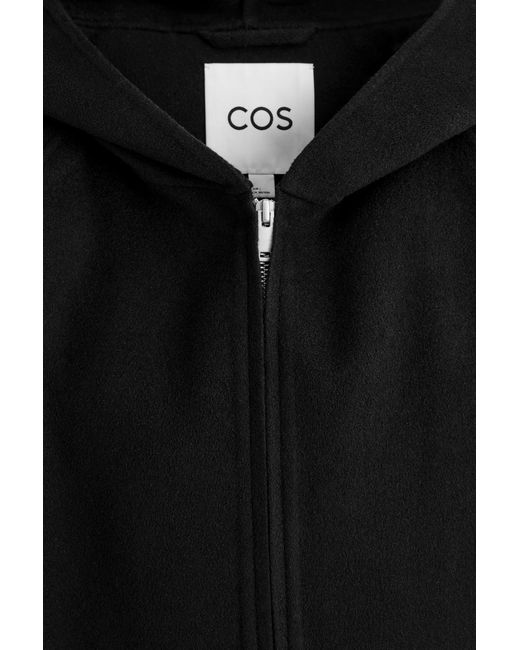 COS Black Double-Faced Wool Zip-Up Hoodie for men