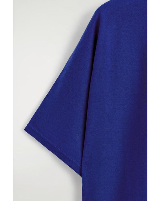 COS Blue Knitted Merino Wool T-Shirt