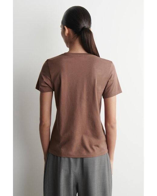 COS Brown Cotton Crew-Neck T-Shirt