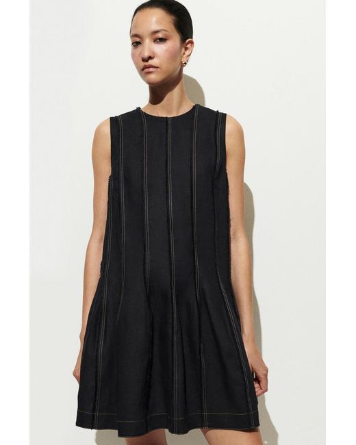 COS Black Sculpted Pleated Mini Dress