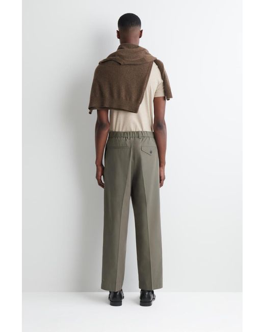 COS Green Pleated Relaxed-Fit Tapered Pants for men