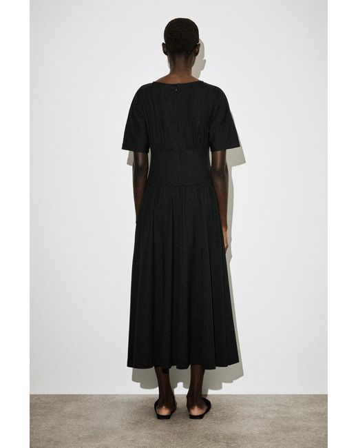 COS Black Waisted Cotton Midi Dress