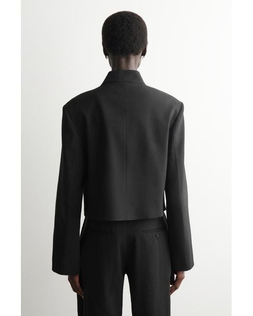 COS Black Cropped Structured Linen Blazer