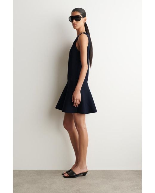 COS Blue Flared Knitted Mini Dress