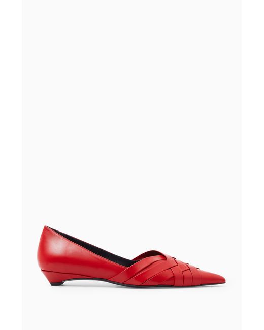 COS Red Crossover Ballet Flats