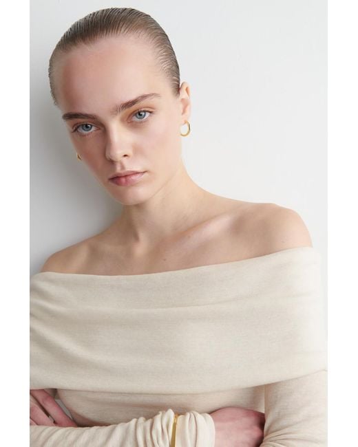 COS Natural Off-The-Shoulder Merino Wool Top
