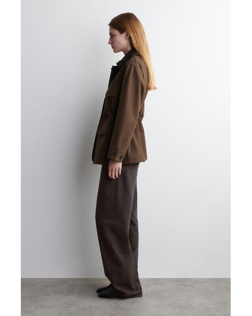 COS Brown Suede-Collar Field Jacket
