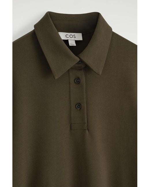 COS Jersey Polo Mini Dress in Green | Lyst