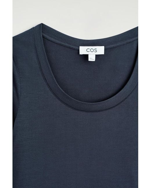 COS Blue Slim Silk T-Shirt