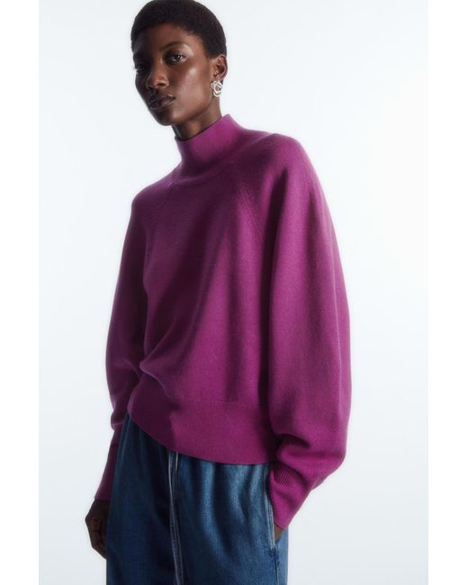 COS Purple Pullover Aus Merinowolle Mit Fledermausärmeln