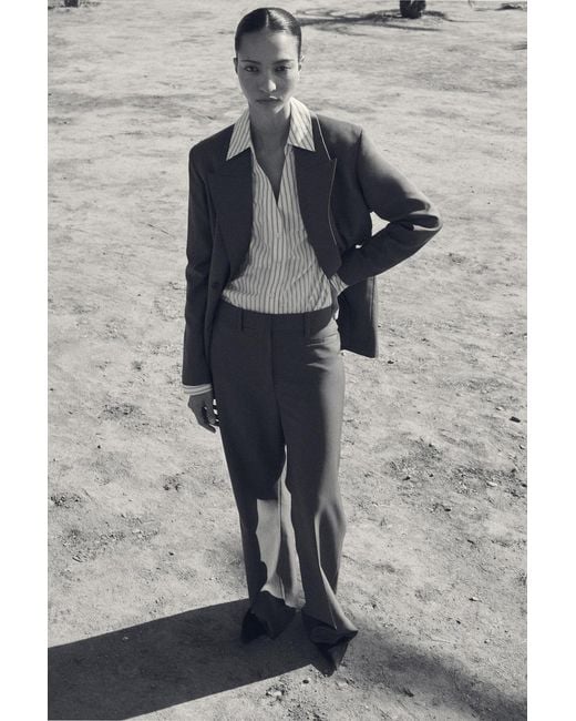 COS Gray Tailored Wool-Twill Bootcut Pants