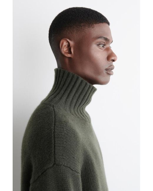 COS Black Chunky Cashmere Funnel-Neck Sweater for men