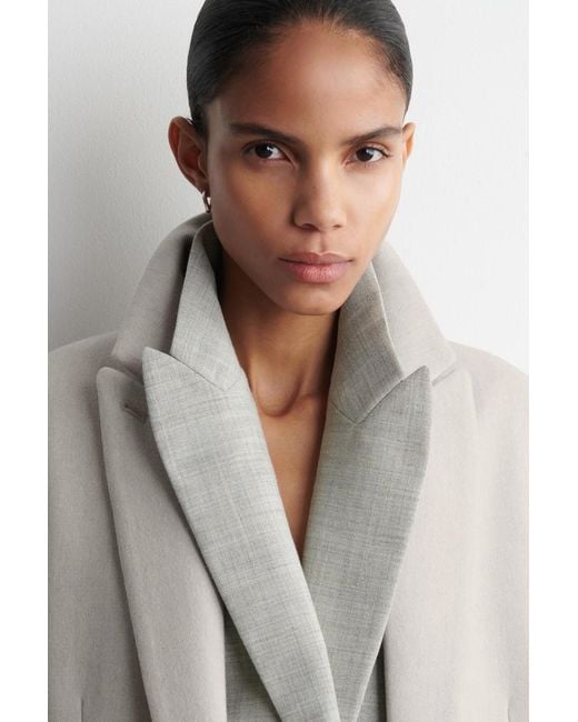 COS Natural Tailored Wool-Twill Long Coat