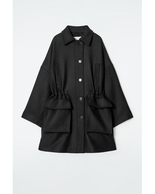 COS Black Oversized Wool Workwear Coat