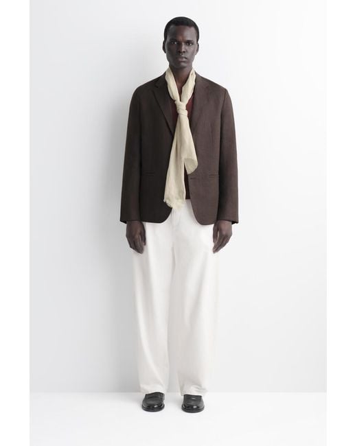 COS Natural Fringed Linen Scarf for men