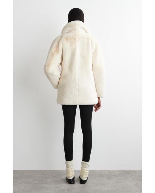 COS Natural Shawl-Collar Fur-Effect Jacket