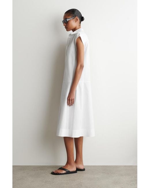 COS White Sleeveless Cotton-Poplin Shirt Dress