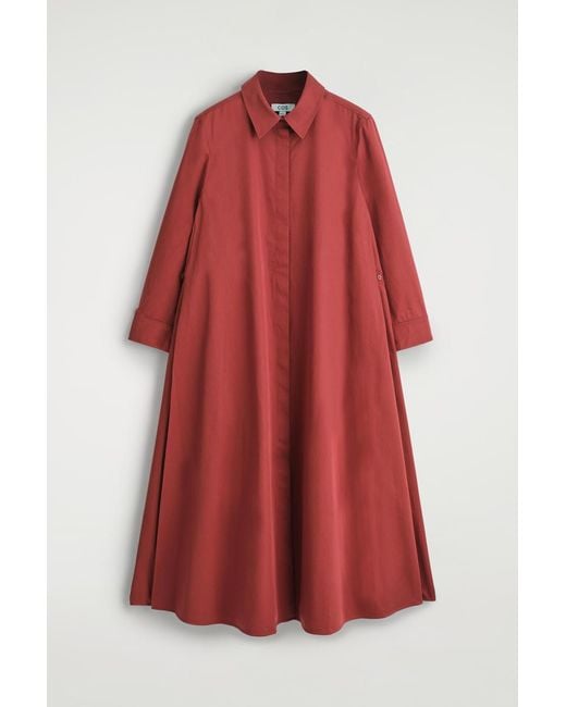 COS Voluminous Maxi Shirt Dress in Red | Lyst