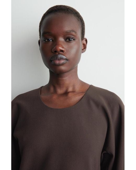 COS Black Sculpted Long-Sleeved Midi Dress