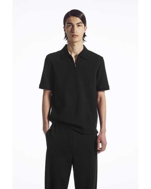 COS Kurzärmliges Poloshirt Mit Reissverschluss in Black für Herren