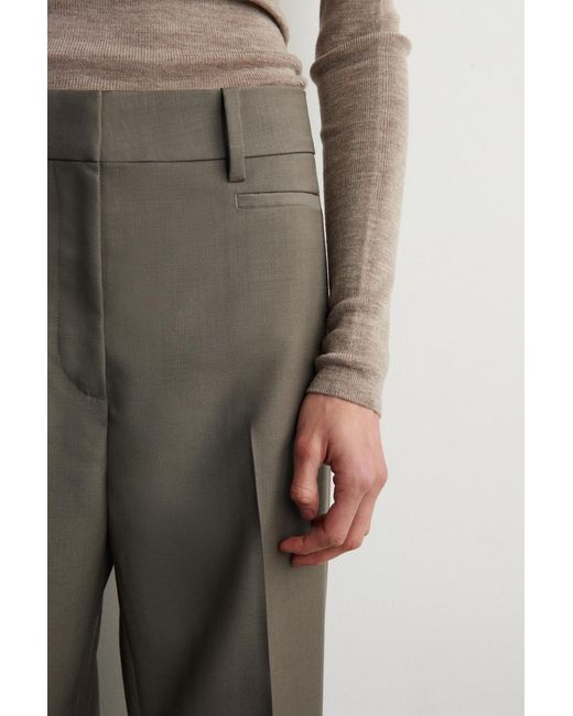 COS Gray Tailored Wool-Twill Bootcut Pants