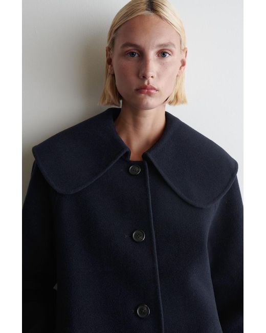 COS Blue Collared Double-Faced Wool Jacket