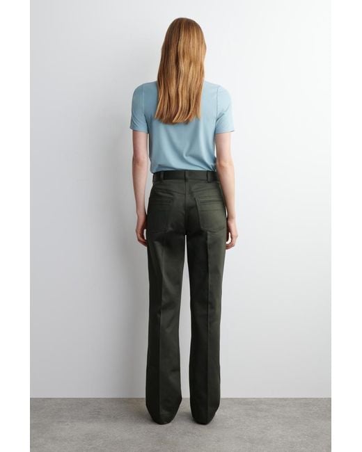 COS Green Sateen Straight-Leg Pants