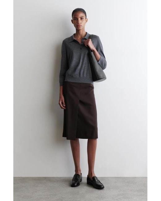 COS Blue Merino Wool Polo Sweater