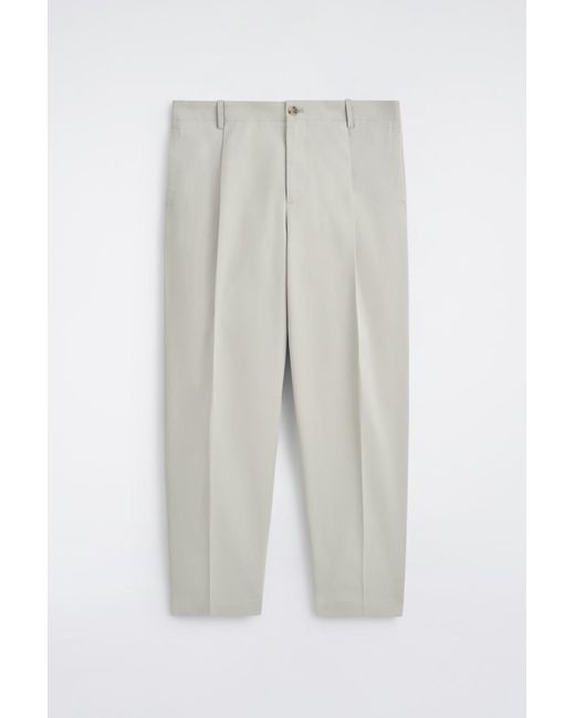 COS White Cropped Cotton Straight-Leg Trousers for men