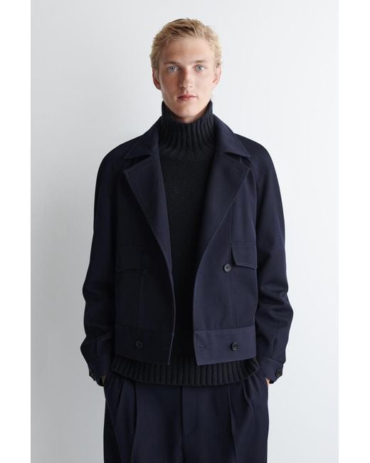 COS Blue Wool-Blend Double-Breasted Jacket for men