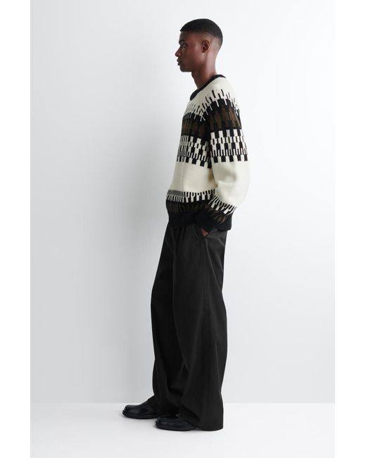 COS Black Fair Isle Wool-Cashmere Jumper for men